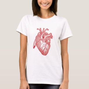 Camiseta Corazón Anatómico de la Antigüedad Roja