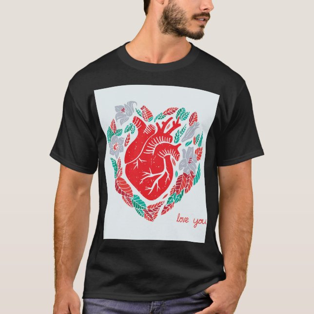 Camiseta Corazón anatómico de San Valentín: Tarjeta única (Anverso)