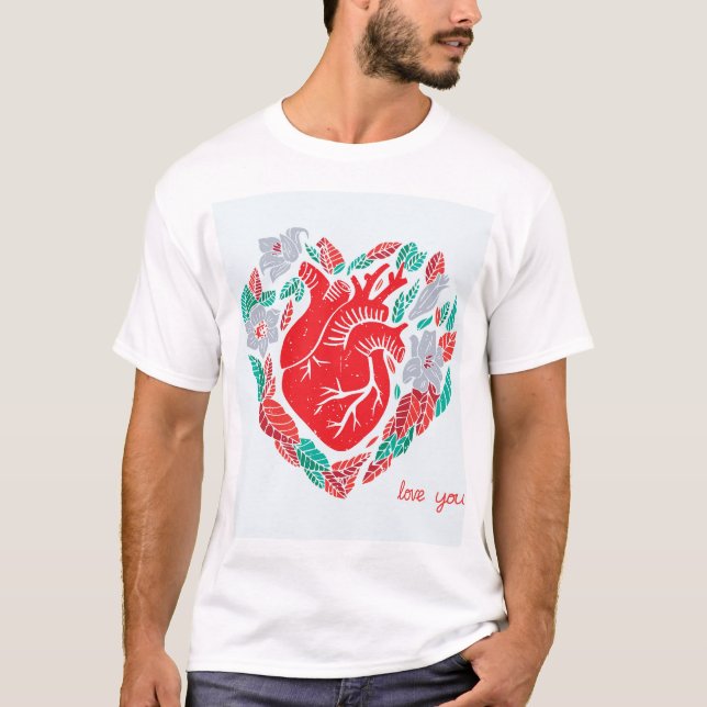 Camiseta Corazón anatómico de San Valentín: Tarjeta única (Anverso)