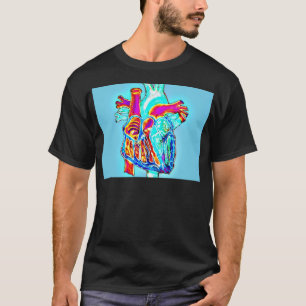 Camiseta Corazón anatómico dibujado a mano de neón