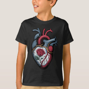 Camiseta Corazón Anatómico Flor Botánica Biología Rosa Vale