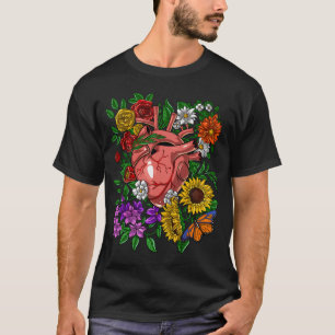 Camiseta Corazón Anatómico Floral