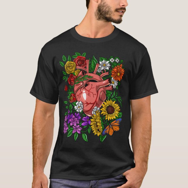 Camiseta Corazón Anatómico Floral (Anverso)