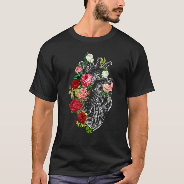 Camiseta Corazón Anatómico Flower Anatómico Y Flor (Anverso)