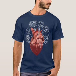 Camiseta Corazón anatómico tejido con flores Tulipanes Dais