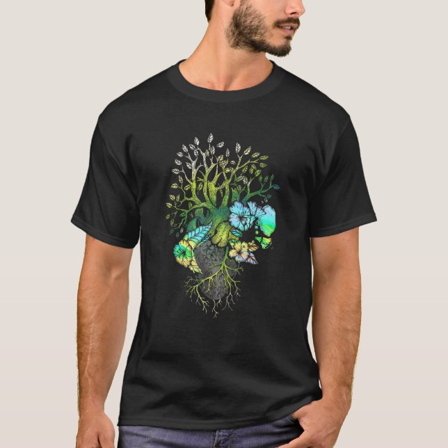 Camiseta Corazón Anatómico Y Flores Hombres Graciosos Mujer (Anverso)