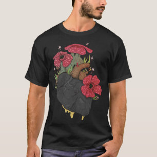 Camiseta Corazón Anatómico Y Flores Hombres Mujeres Cardica