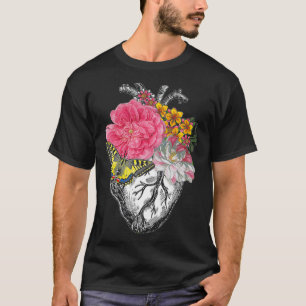 Camiseta Corazón Anatómico y Flores Muestra Tu Amor