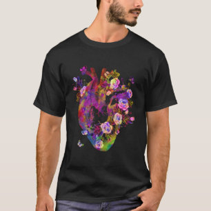 Camiseta Corazón Anatómico Y Flores Muestran Tu Amor A Las 