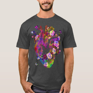 Camiseta Corazón Anatómico Y Flores Muestran Tu Amor A Las 