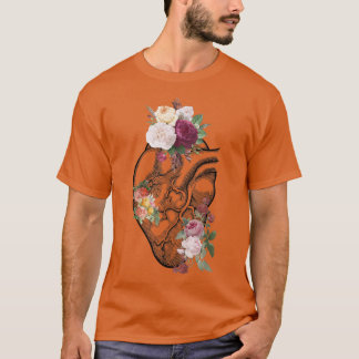 Camiseta Corazón Anatómico Y Flores Muestran Tu Amor A Las
