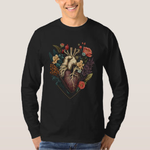 Camiseta Corazón Anatómico Y Flores Muestran Tu Amor Por Wo