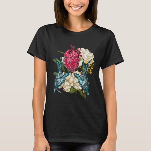 Camiseta Corazón Anatómico Y Médico De Flores Valentine (Anverso)