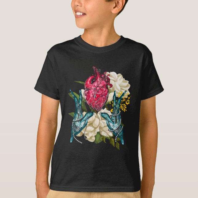 Camiseta Corazón Anatómico Y Médico De Flores Valentine (Anverso)