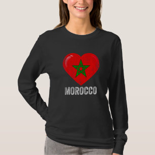 Camiseta Corazón angustiado Bandera de Marruecos Hombres Mu