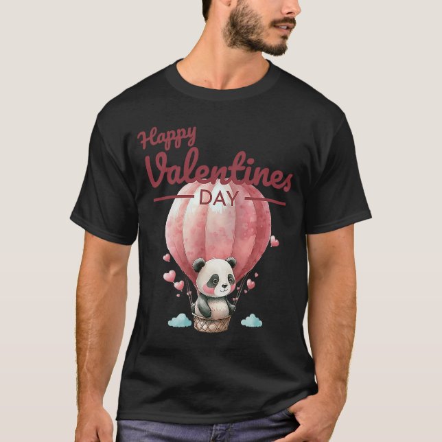 Camiseta Corazón animal lindo Panda Feliz Día de San Valent (Anverso)