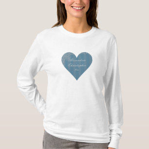 Camiseta "Corazón antiguo a rayas" - Personalizado con fech