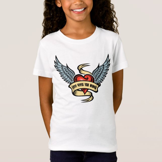 Camiseta Corazón Antiguo Con Alas (Anverso)
