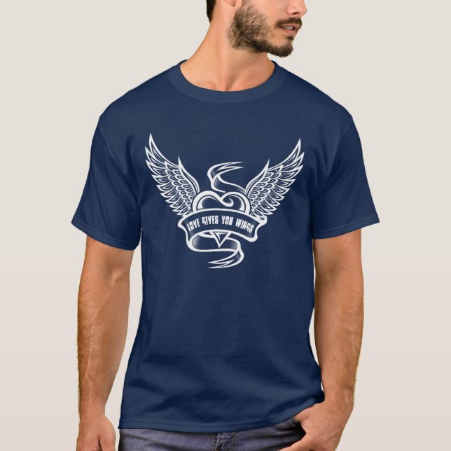 Camiseta Corazón Antiguo Con Alas (Anverso)