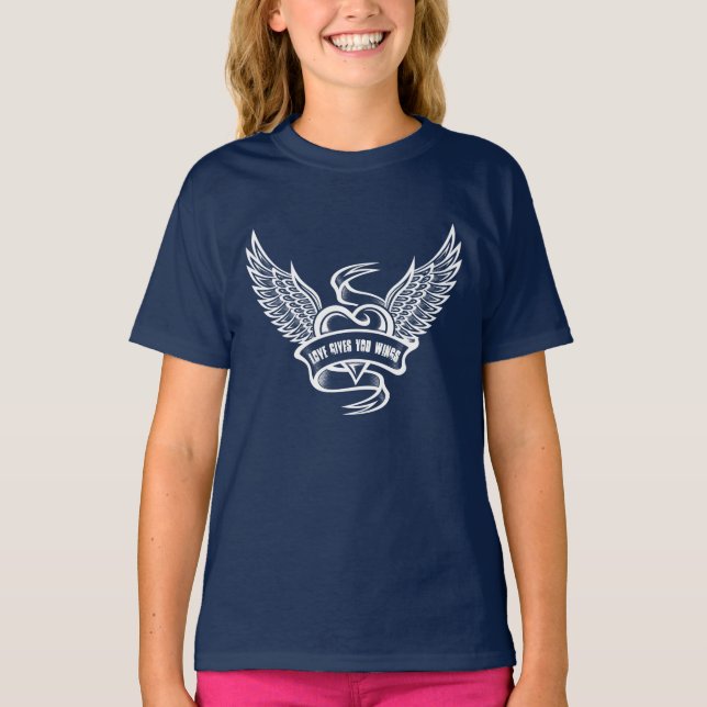 Camiseta Corazón Antiguo Con Alas (Anverso)