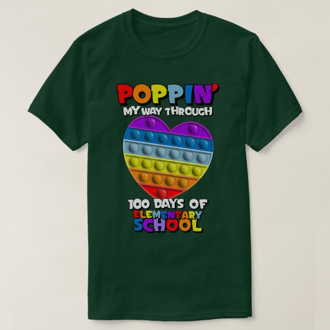Camiseta Corazón arcoiris 100 días de escuela (Diseño del anverso)