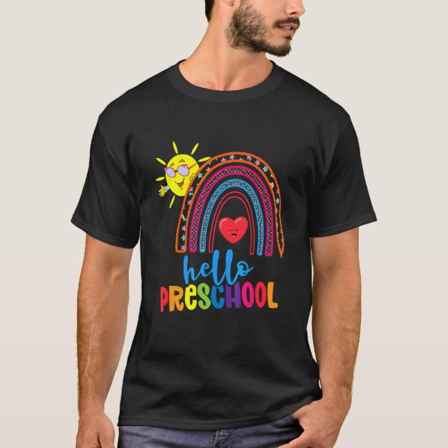 Camiseta Corazón Arcoíris Boho Para Profesoras Mujeres Hola (Anverso)
