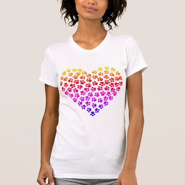 Camiseta Corazón arcoiris con huella de arco iris (Anverso)