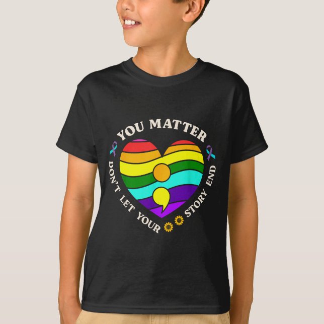 Camiseta Corazón Arcoíris de Concientización sobre Prevenci (Anverso)