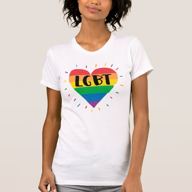 Camiseta Corazón arcoiris LGBT (Anverso)