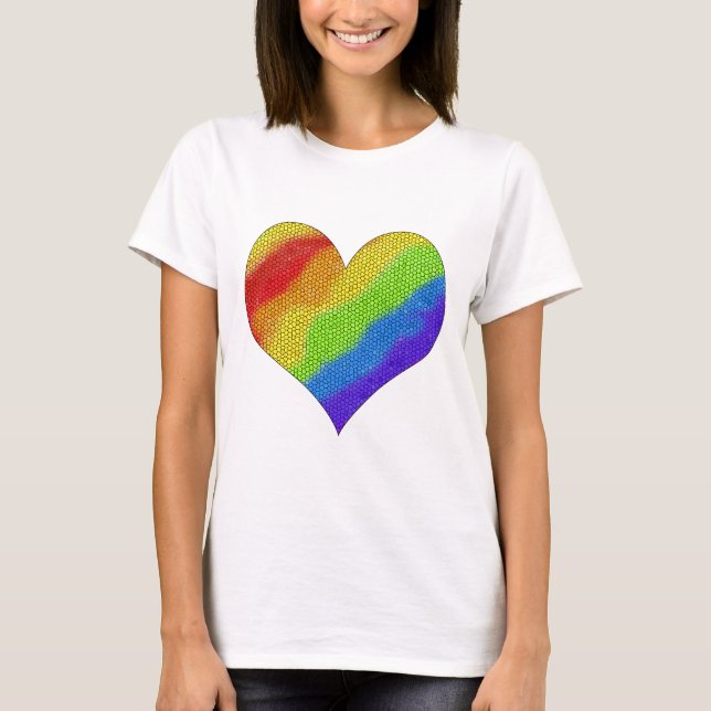 Camiseta Corazón arcoiris mosaico - (Anverso)