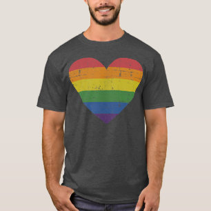 Camiseta Corazón arcoiris para orgullo de apoyo gay y lesbi