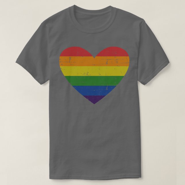 Camiseta Corazón arcoiris para orgullo de apoyo gay y lesbi (Diseño del anverso)