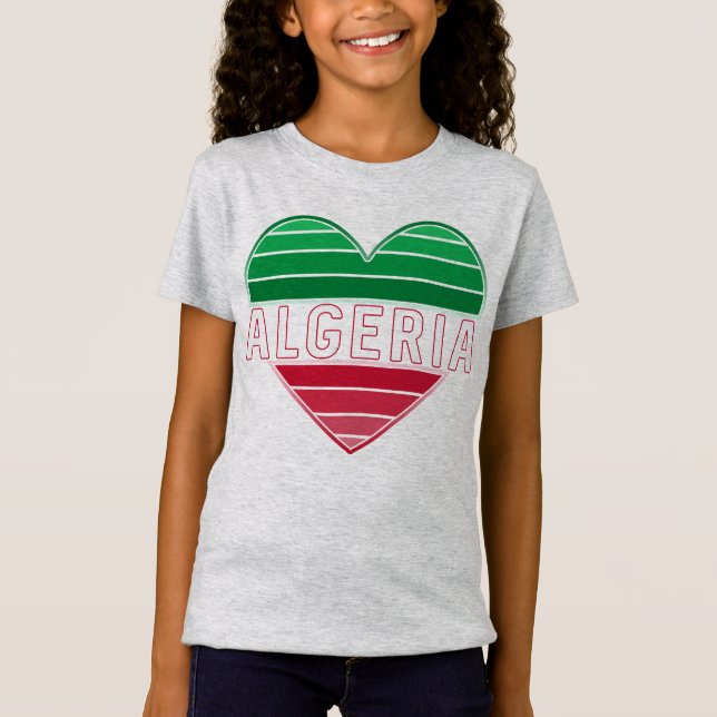 Camiseta Corazón argelino, amo Argelia (Anverso)