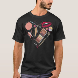 Camiseta Corazón artístico de maquillaje lindo para cosmetó