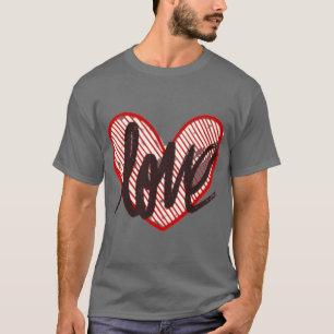 Camiseta Corazón Artístico del Hombre - Letra Roja