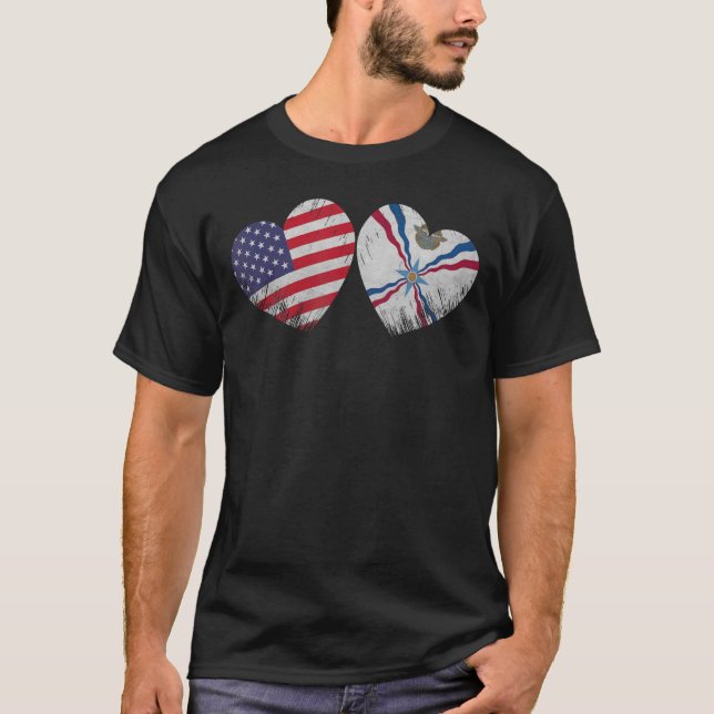 Camiseta Corazón Asiria Bandera Estadounidense Familia Patr (Anverso)