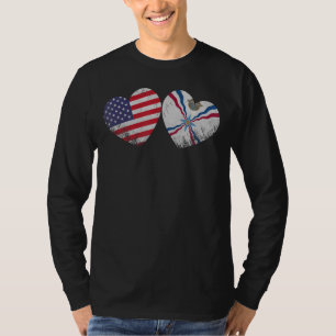 Camiseta Corazón Asiria Bandera Estadounidense Familia Patr