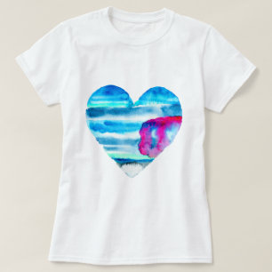 Camiseta Corazón azul acuático lindo corazón