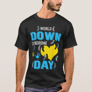 Camiseta Corazón Azul Amarillo 21 Conciencia del Síndrome d