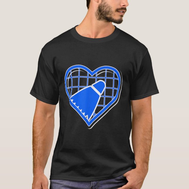Camiseta Corazón Azul Badminton Para Los Amantes De Badmint (Anverso)