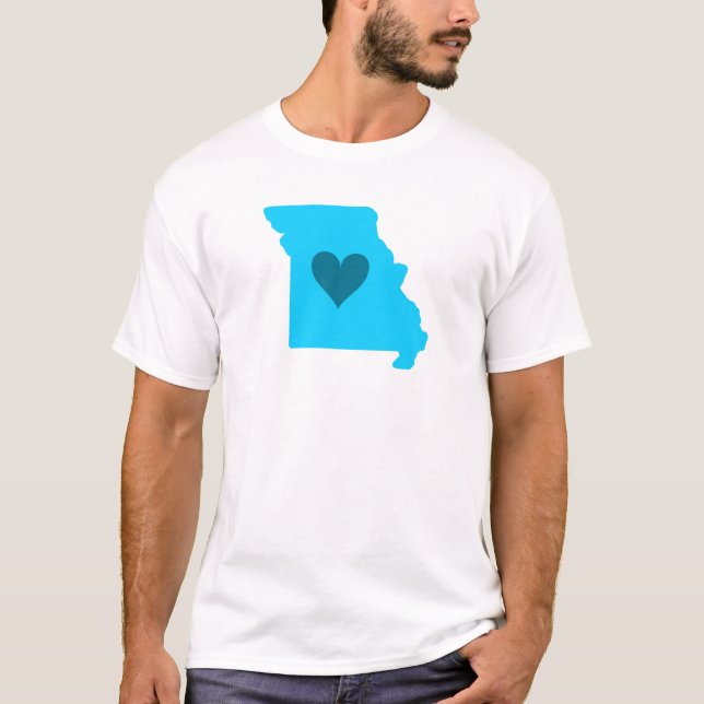 Camiseta Corazón azul en el esquema del estado de Misuri (Anverso)
