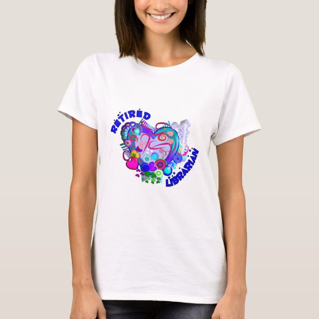 Camiseta Corazón azul retro artsy jubilado del (Anverso)