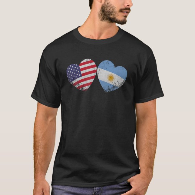 Camiseta Corazón Bandera Americana Familia Patriótica Argen (Anverso)