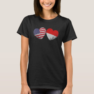 Camiseta Corazón Bandera Americana Indonesia Familia Patrió