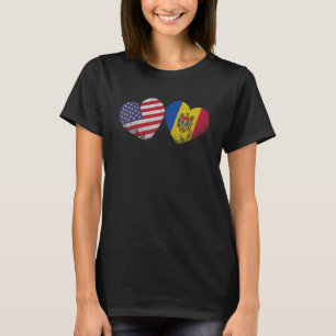 Camiseta Corazón Bandera Americana Moldava Familia Patrióti