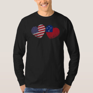 Camiseta Corazón Bandera americana Samoan Familia Patriótic