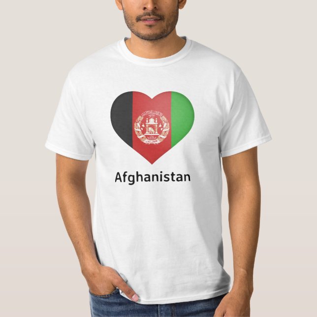 Camiseta Corazón - Bandera de Afganistán (Anverso)