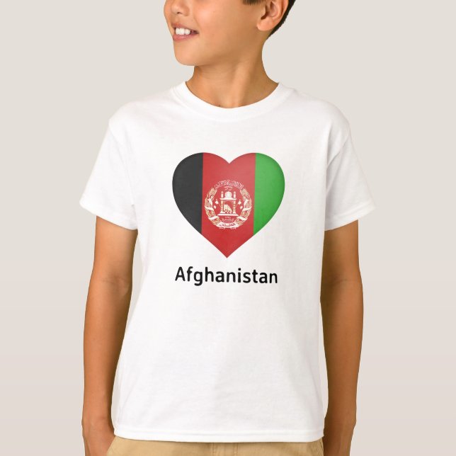 Camiseta Corazón - Bandera de Afganistán (Anverso)