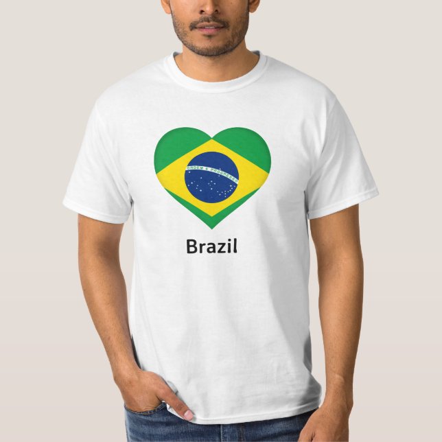 Camiseta Corazón - Bandera de Brasil (Anverso)
