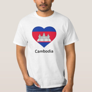 Camiseta Corazón - Bandera de Camboya